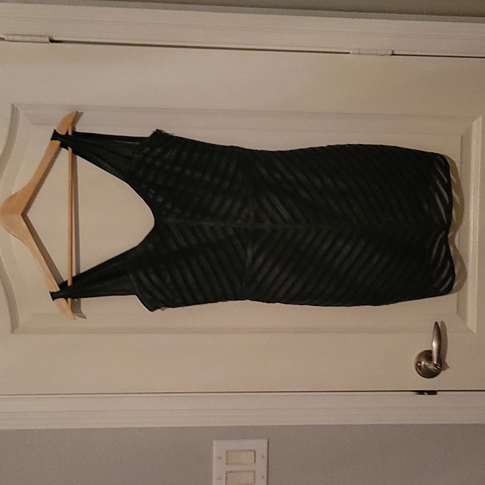 Mini Dress with Genuine Leather design